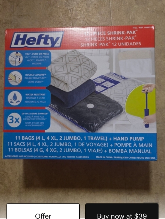 Other - Hefty Shrink-Pak 12 Vacuum Storage Bags Large XL Jumbo Travel Waterproof New